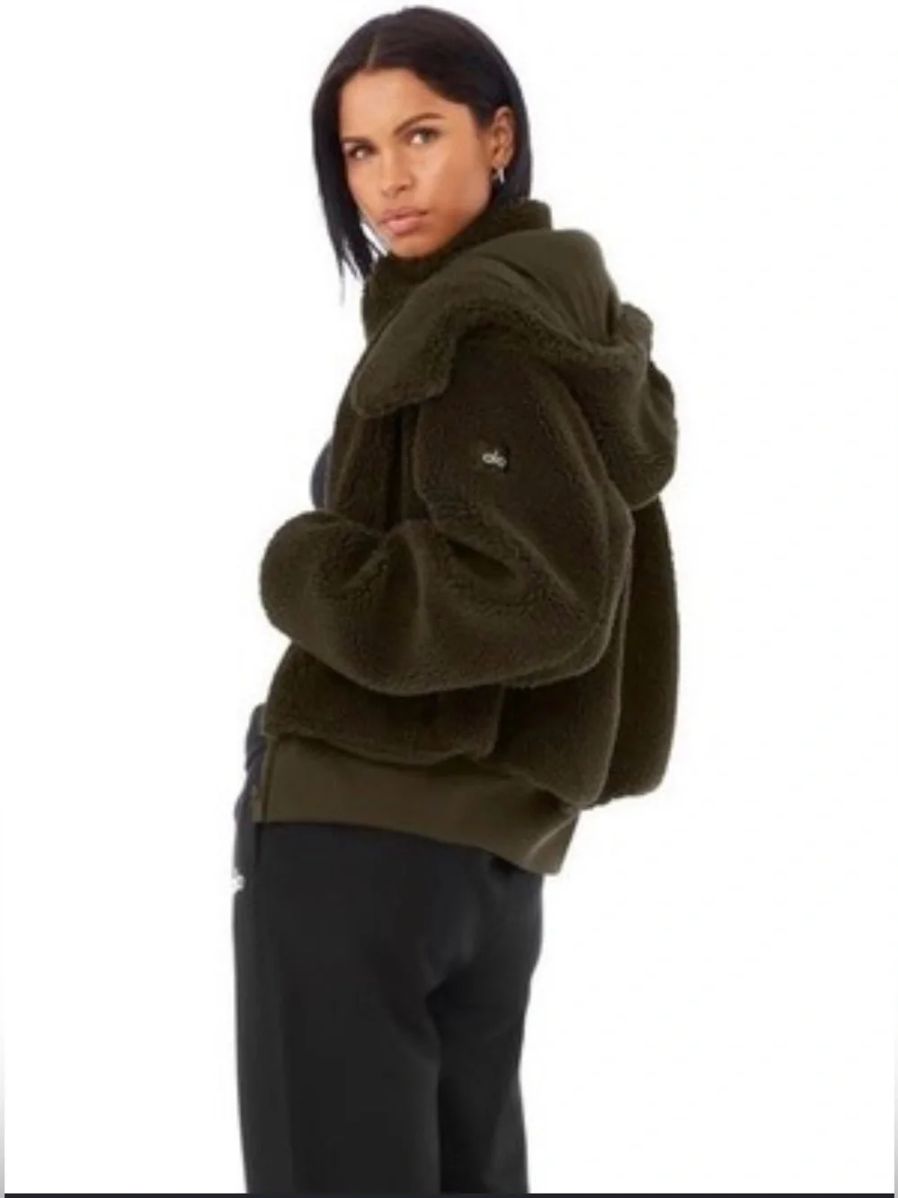 Alo yoga Cozy Sherpa Zip-Up Jacket in Olive